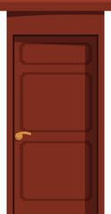 This closed, classic brown wooden door with frame is perfect for conveying concepts of home, security, and privacy