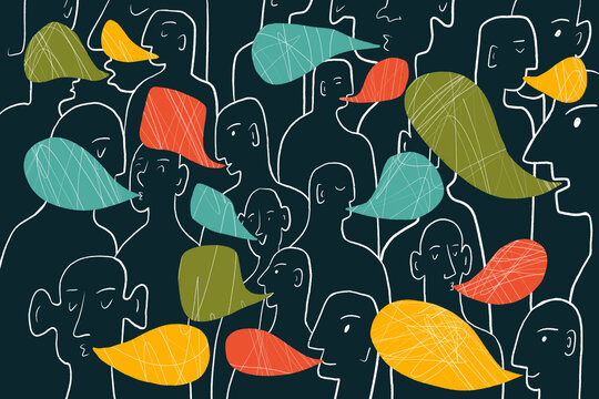 Diverse People Communicating With Speech Bubbles