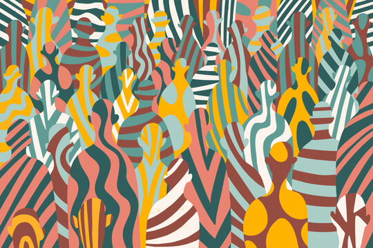 Abstract Crowd of Striped Figures