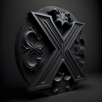 CARVED LETTER IN BLACK WOOD LETTER X