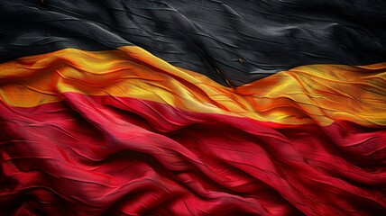 Obraz premium This stylized illustration of the German flag features horizontal stripes in black, red, and gold within a geometric design. The composition conveys a sense of order and balance