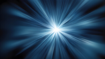 Blurred blue zoom perspective background. Abstract soft explosion effect. Generative AI