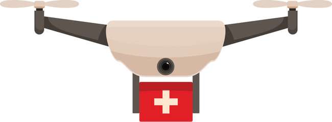 Medical drone carrying first aid kit delivering emergency supplies