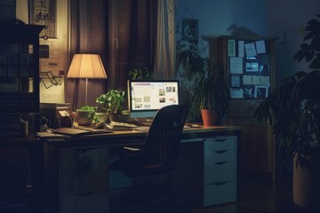 A computer sitting on top of a wooden desk