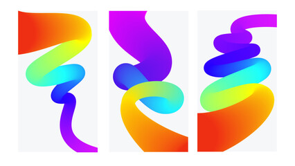 Wavy shape with colorful rainbow design modern background. Minimal style for creative covers, dynamic layer template multicolored line and loops, presentation corporate identity vector illustration 