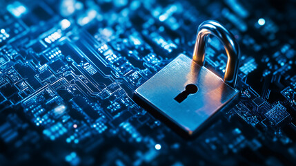 padlock on computer keyboard