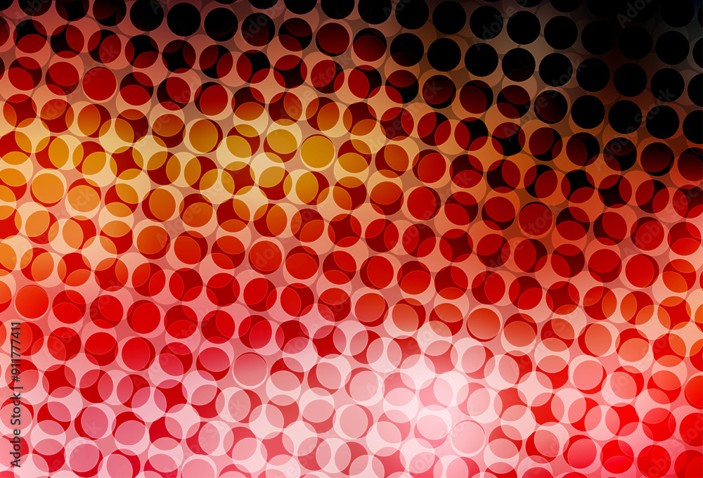 Poster light red, yellow vector texture with disks.
