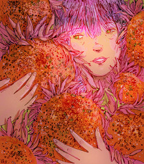 The girl with sunflowers