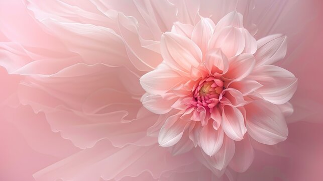Pink dahlia flower with soft gradient pink background