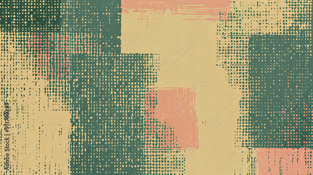 Poster abstract textured pattern with green and beige tones.