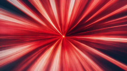Blurred red zoom perspective background. Abstract soft explosion effect. Generative AI