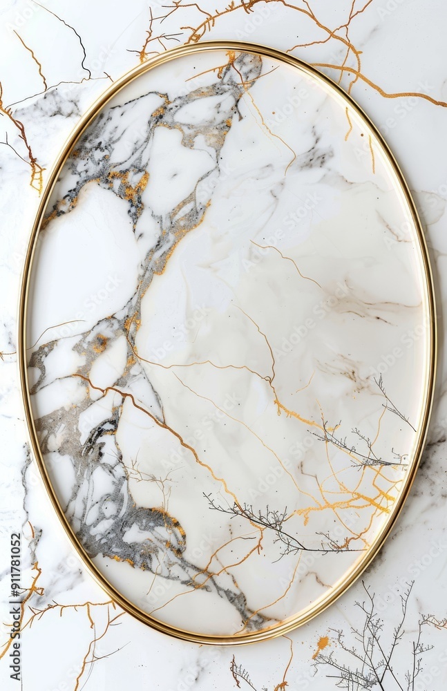 Aufkleber elegant marble texture with gold border creating a luxurious blank canvas background