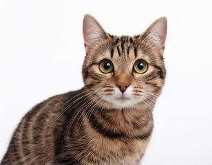 Tabby Cat on White background