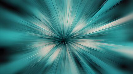 Fototapeta premium Blurred turquoise zoom perspective background. Abstract soft explosion effect. Generative AI