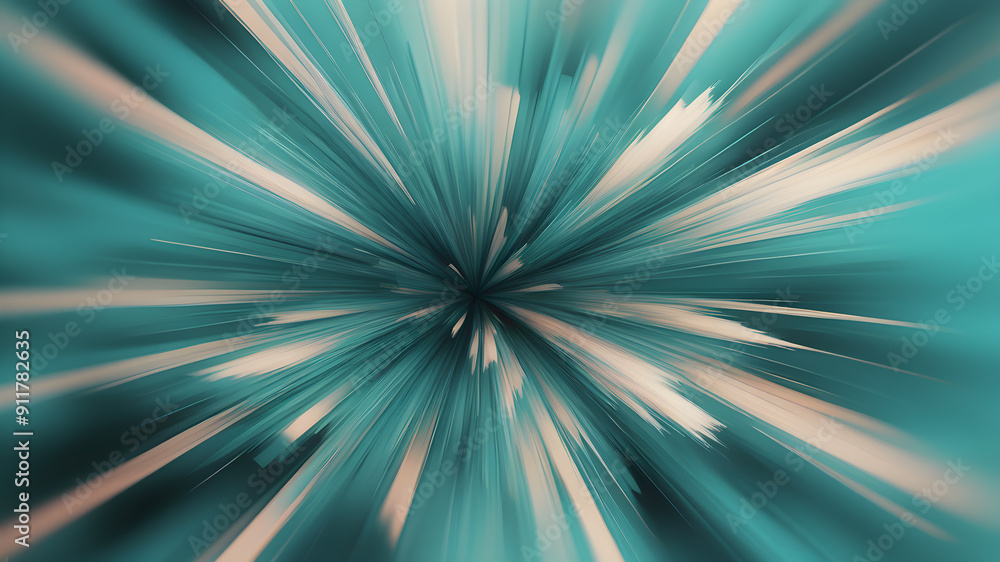 Wall mural blurred turquoise zoom perspective background. abstract soft explosion effect. generative ai