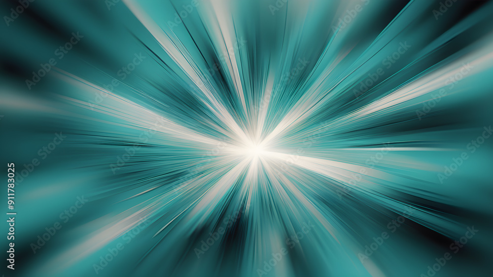 Wall mural blurred turquoise zoom perspective background. abstract soft explosion effect. generative ai