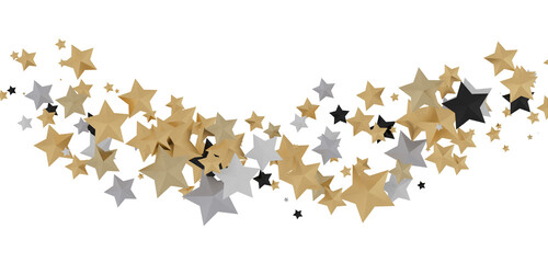 Stars - A gray whirlwind of golden snowflakes and stars. New