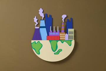 Industrial pollution affecting the Earth concept paper art