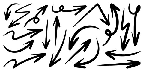Set of Hand drawn vector arrows doodle on white background. design element vector illustration.