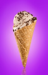 Tasty sweet Ice cream on color background