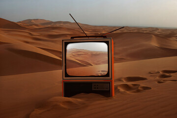 Vintage television in the desert