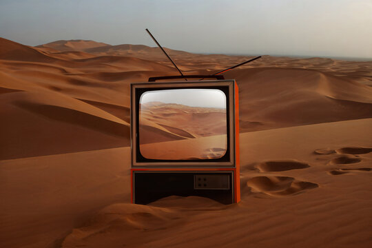 Vintage television in the desert