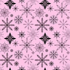 Christmas ice scribble seamless snowflakes pattern for wrapping paper