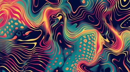 Fototapeta premium Abstract colorful psychedelic flow with vivid patterns.