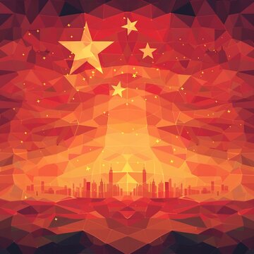 This creative interpretation of the Chinese flag features a vibrant red background with five bright yellow stars representing the Communist Party of China and the Chinese people