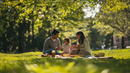 family having picnic in park
