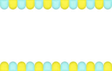 黄色と水色のモコモコした山が交互に並び上下を挟んだフレーム