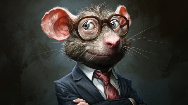 illustration, greedy rat investment banker bankster or bad politician, caricature style, 16:9
