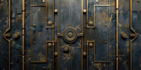 Gold and black geometric design.