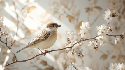 nature-inspired home decor, charming bird designs nestled within dainty branches against a rustic farmhouse backdrop, bringing a blend of whimsical and sophistication to your home