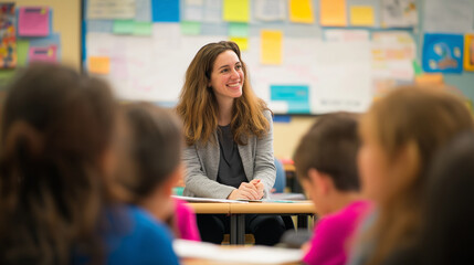 teacher with students in classroom
