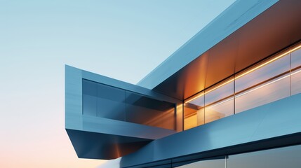 Obraz premium 3D renders of modern architectural designs with sleek lines, glass facades, and minimalistic aesthetics
