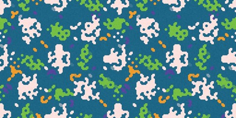 Simple glitch geometric seamless abstract banner with playful woven summer color. Bright whimsical gender neutral border bold irregular shape textile cotton effect edging.