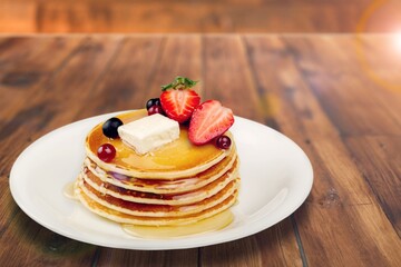 Tasty fresh sweet pancake with berries
