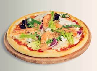 Tasty fresh hot pizza with vegetables