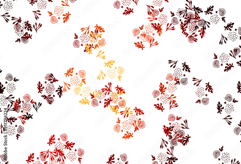 Poster light red vector template with chaotic shapes.