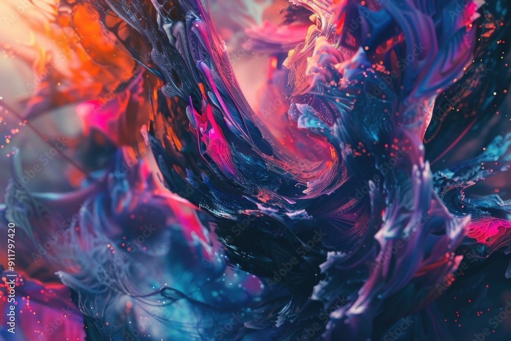 Poster close-up shot of a painted wave, suitable for use in editorial or commercial contexts where a realis