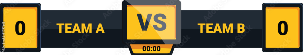 Poster scoreboard displaying a competition between team a and team b, with the timer showing 00,00, indicat