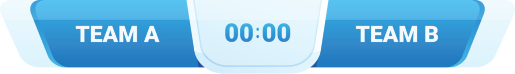 Scoreboard showing a tie between team a and team b at the beginning of a sports competition