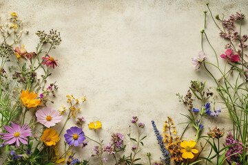 Floral Charm: Border Adorned with Wildflowers in a Naturalist’s Field
