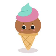 Cute ice cream illustration isolated on white background