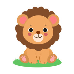 Cute lion illustration isolated on white background