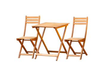 wooden table and chairs isolated on a white background