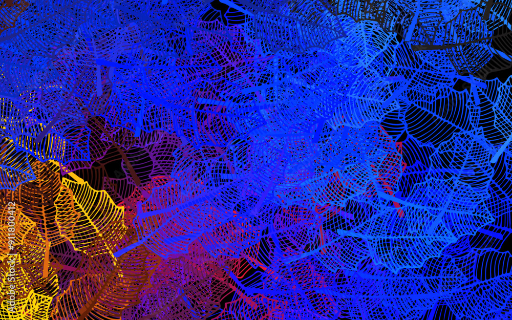 Poster dark multicolor vector abstract pattern with leaves.