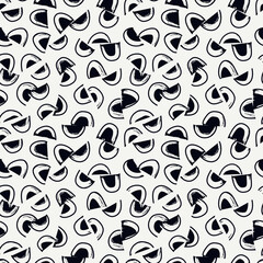 Half circle seamless pattern. Irregular chaotic sliced pieces motif. Hand drawn modern simple geo ornament. Brushstrokes funny print. Freehand doodle design background. Artistic abstract wallpaper
