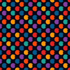 Polka dot paint brush seamless pattern. Freehand grunge design background. Circle motif modern minimal ornament. Trendy handdrawn doodle geometric print. Artistic hand drawn abstract vector wallpaper